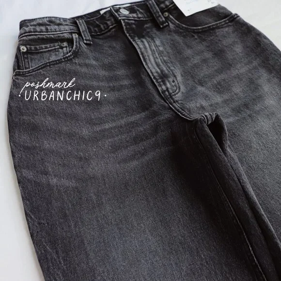 NWT ABERCROMBIE Curve Love 90s High Rise Straight Jean Gray Side Slit size 27 - Picture 11 of 14